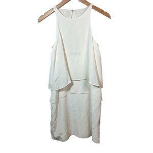 Tibi Ivory Silk Dress Size 2 Sleeveless Cape Back Ruffle Tiers